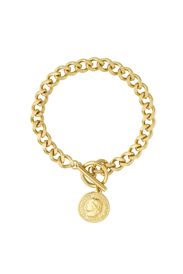 Link bracelet coin - gold, silver