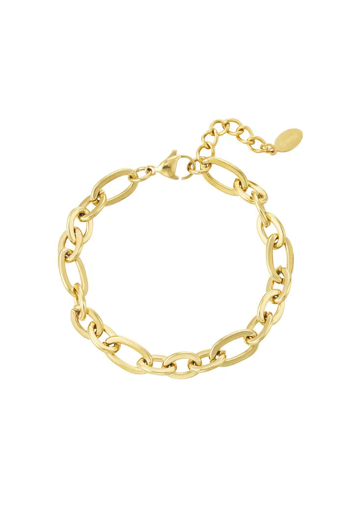 Link bracelet with different links - Gold, Silver