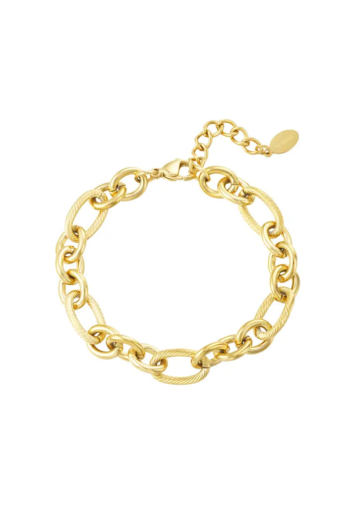 Link bracelet with different links - Gold, Silver