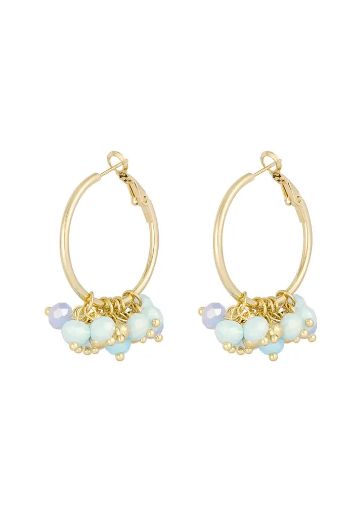 Cheerful earring with colored crystals - white gold
