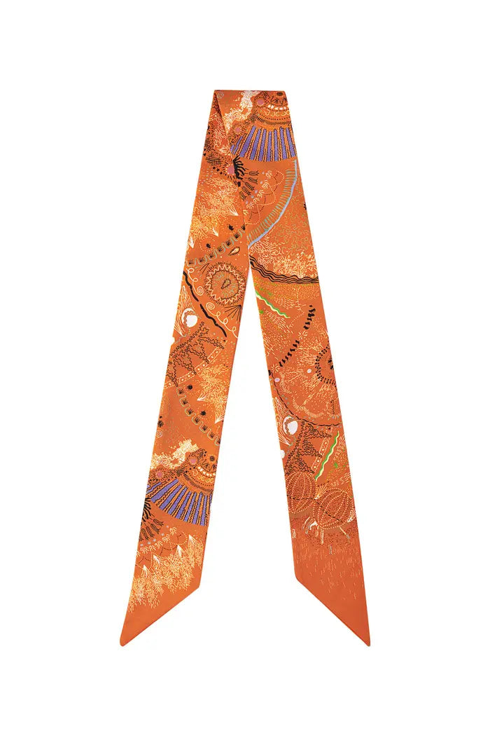 Summer scarf with print - orange