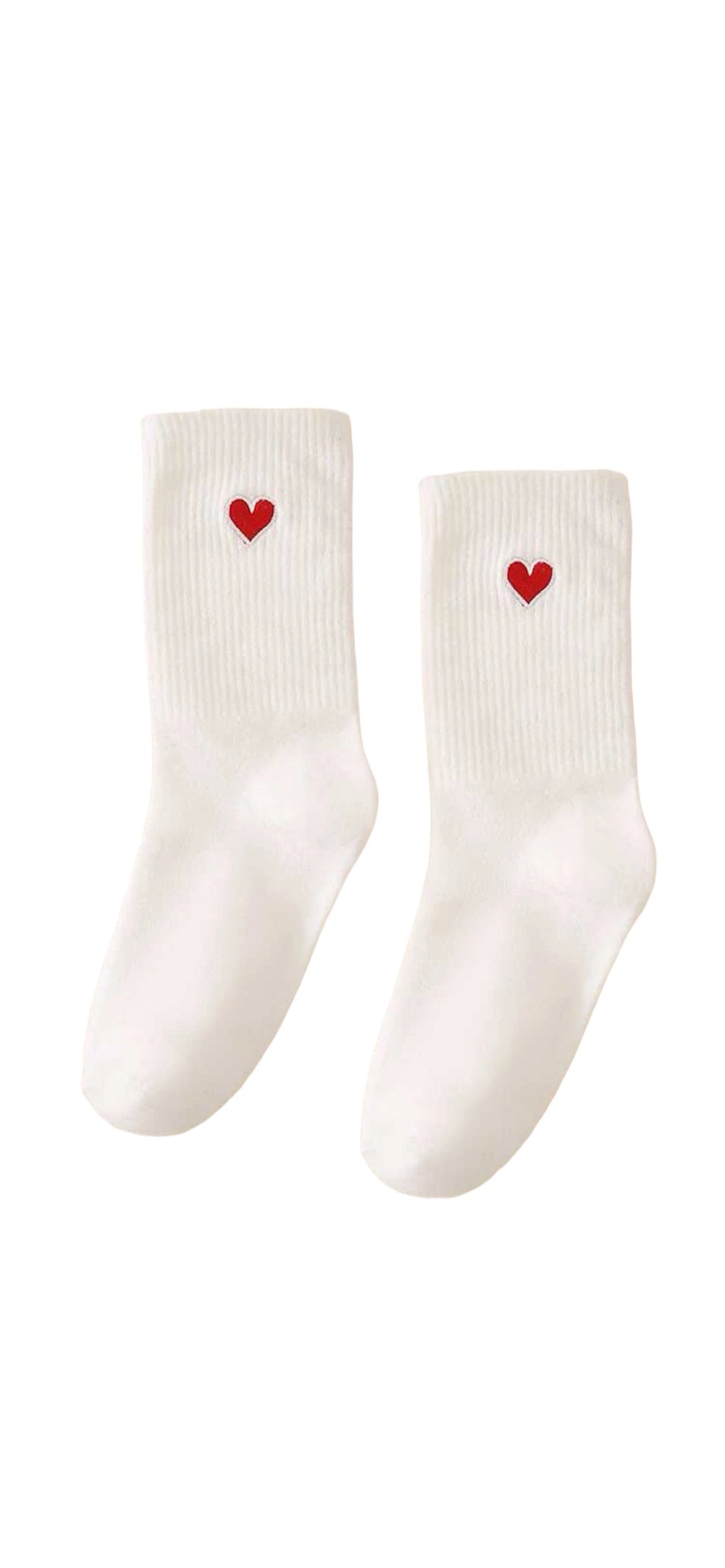 Heart Socks White/Red