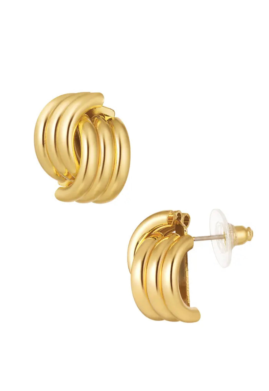 Earrings Crossed Link Gold