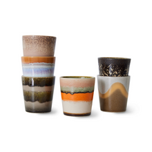 Load image into Gallery viewer, 70s ceramics: Coffee Mugs, elements (set of 6)