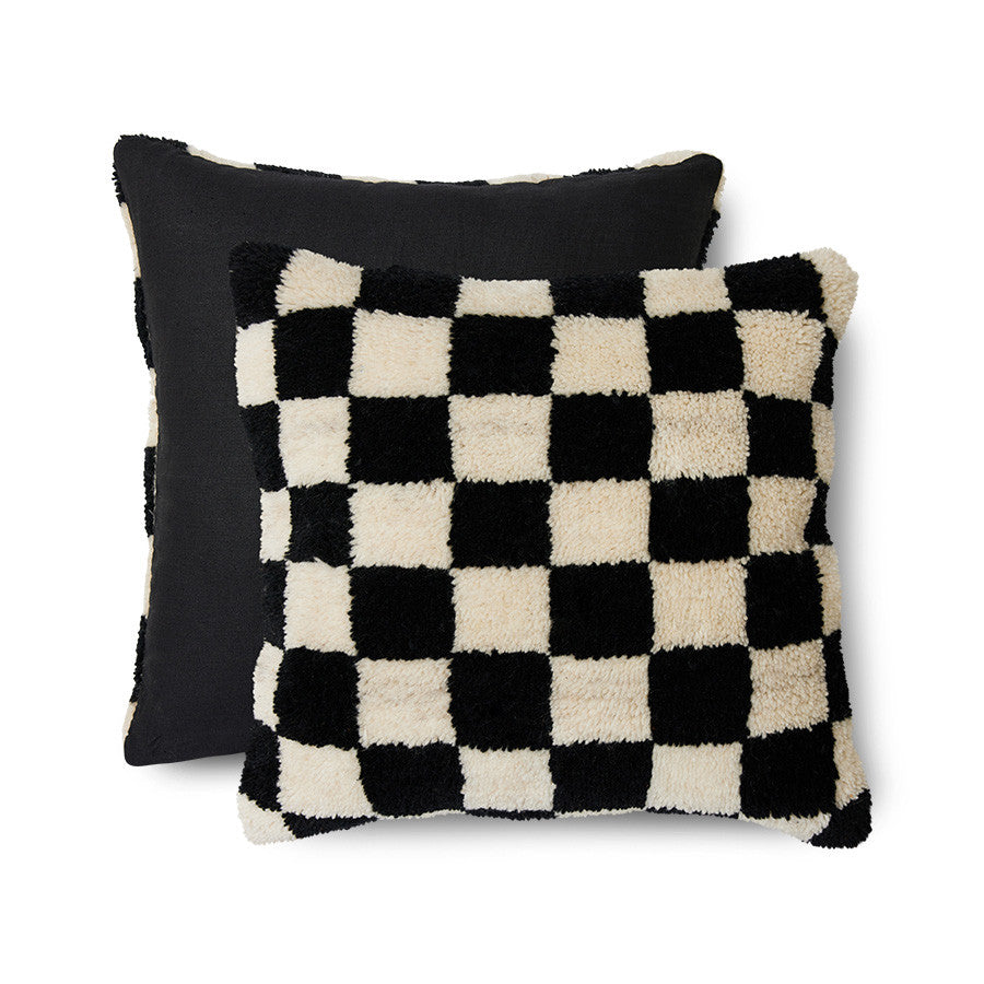 Woolen Cushion Black And White Statement (ø50x50cm)