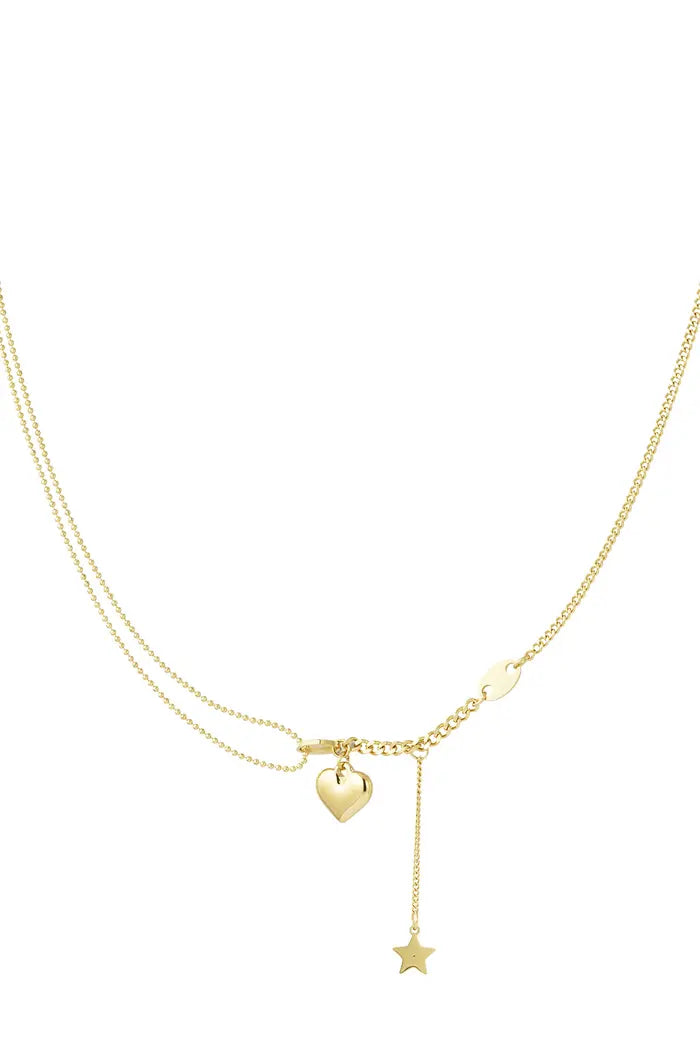 Necklace with heart and star charm