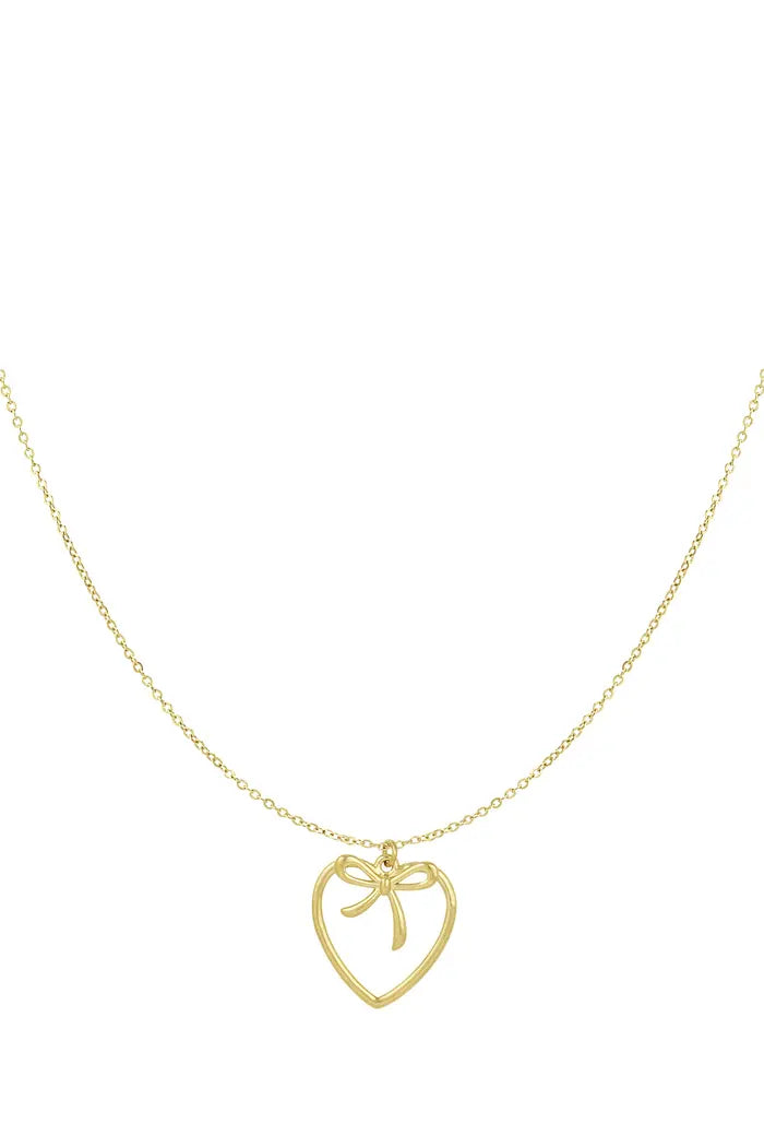 Heartfelt Bow Necklace - gold