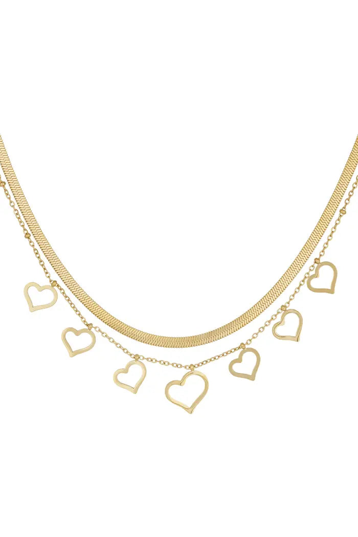 Chunky heart ketting Goud of Zilver