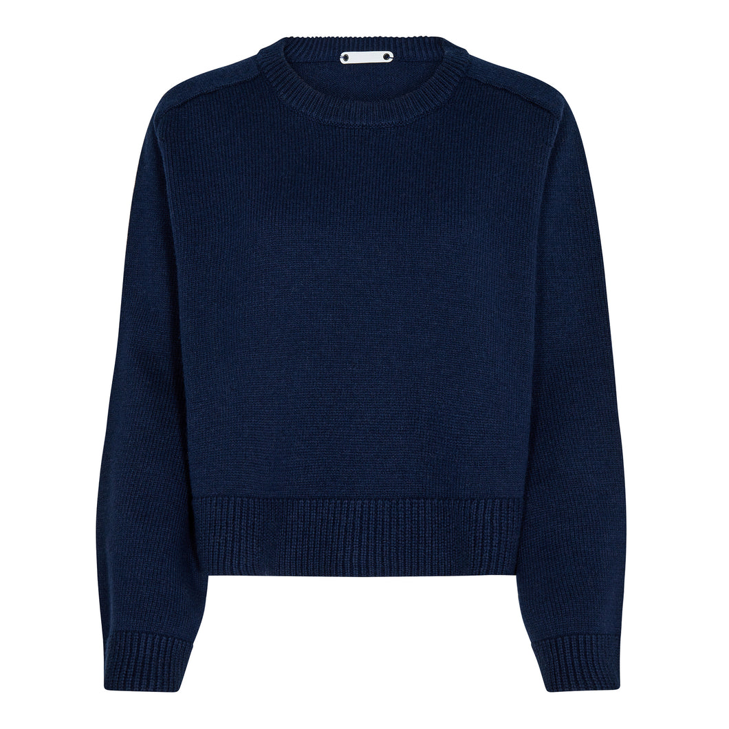 Maja Trui Crop O-Knit Blauw