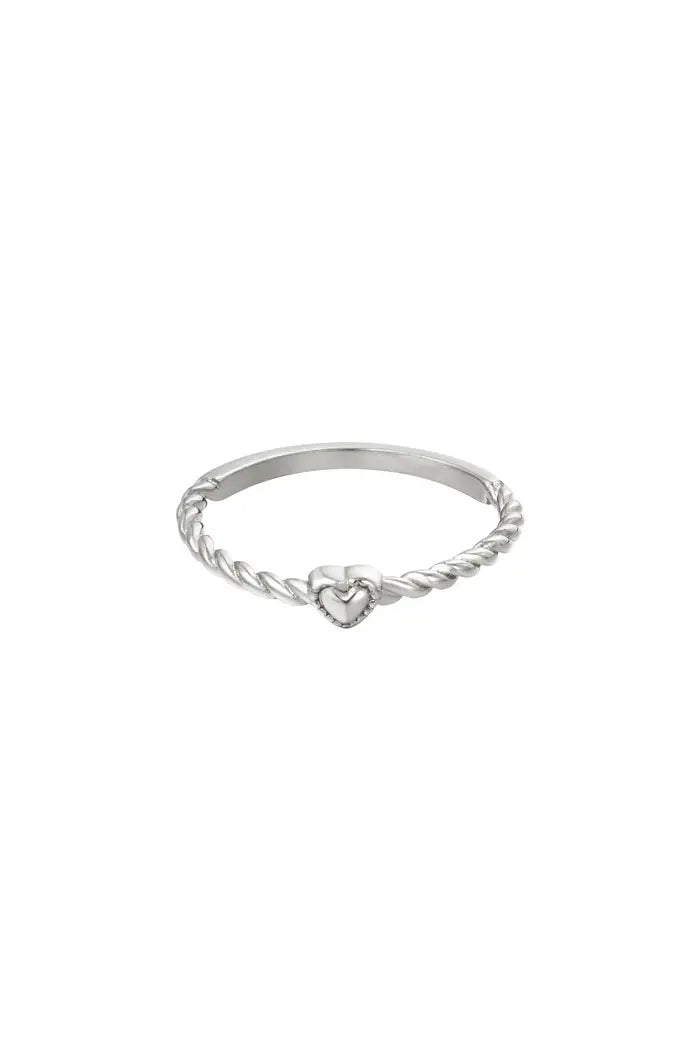 RVS ring twisted love Zilver