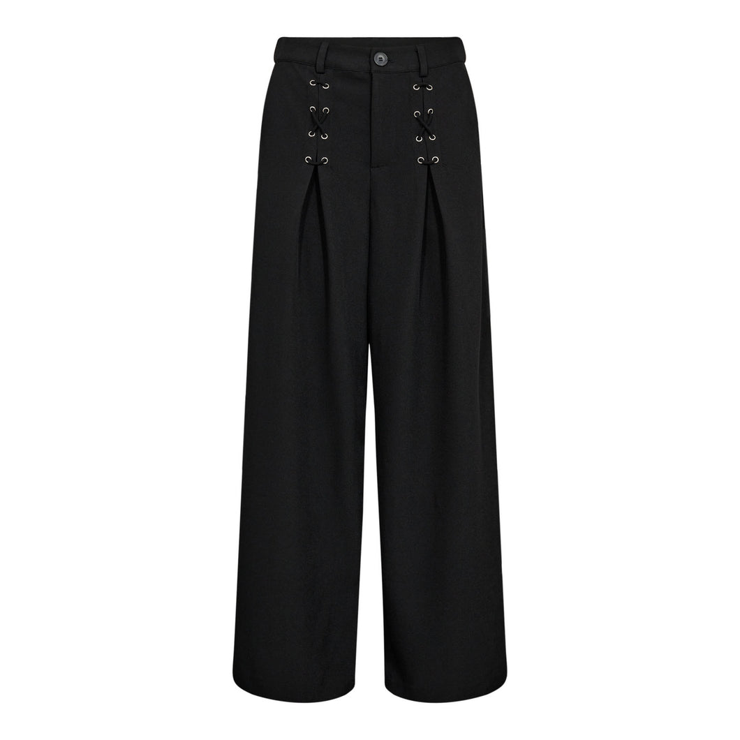Luna Eyelet Wijde Broek Zwart