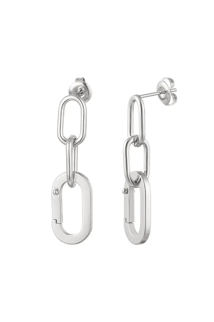 Stud earrings link - Silver Stainless Steel