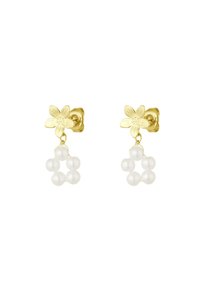 Earrings pearl flower