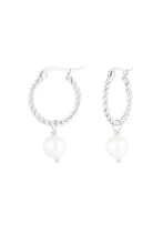 Load image into Gallery viewer, Round rope earring with pearl pendant
