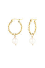 Load image into Gallery viewer, Round rope earring with pearl pendant
