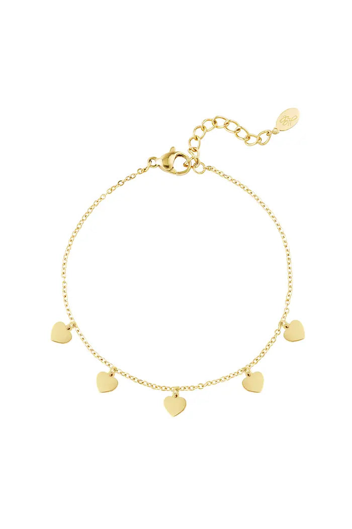 Simple bracelet with heart-shaped pendants