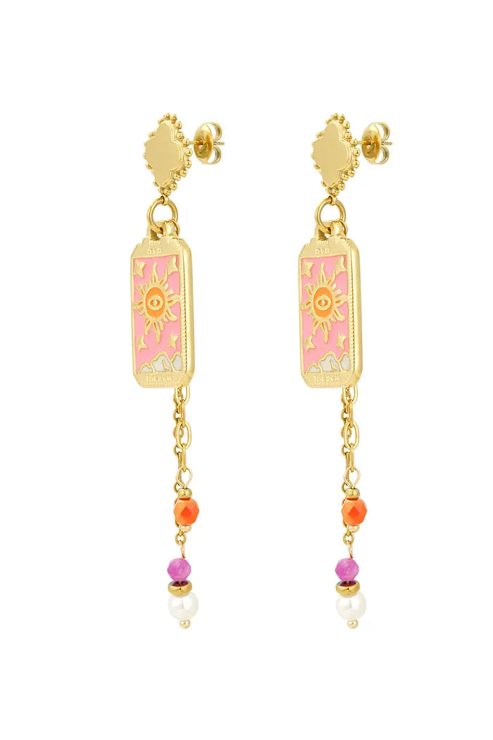 Oorbellen colorful sun goud