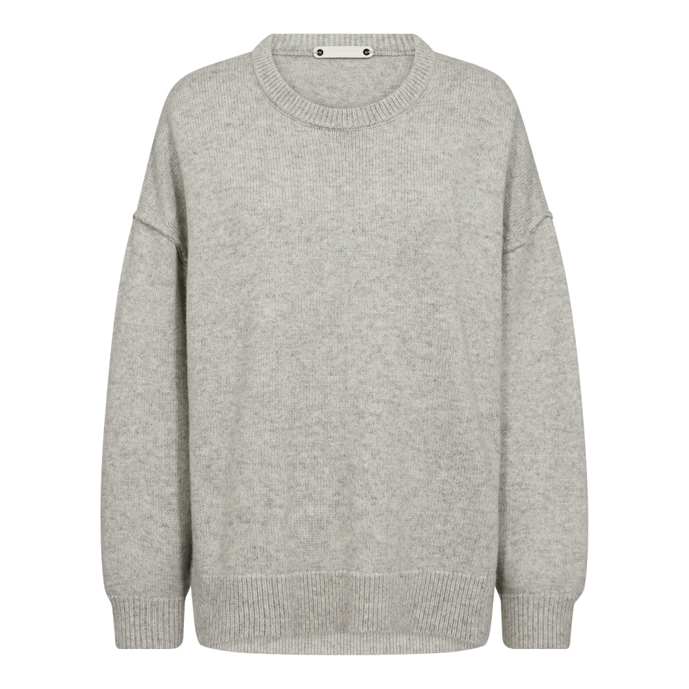 Maja Slit O Neck Knit Licht Grijs