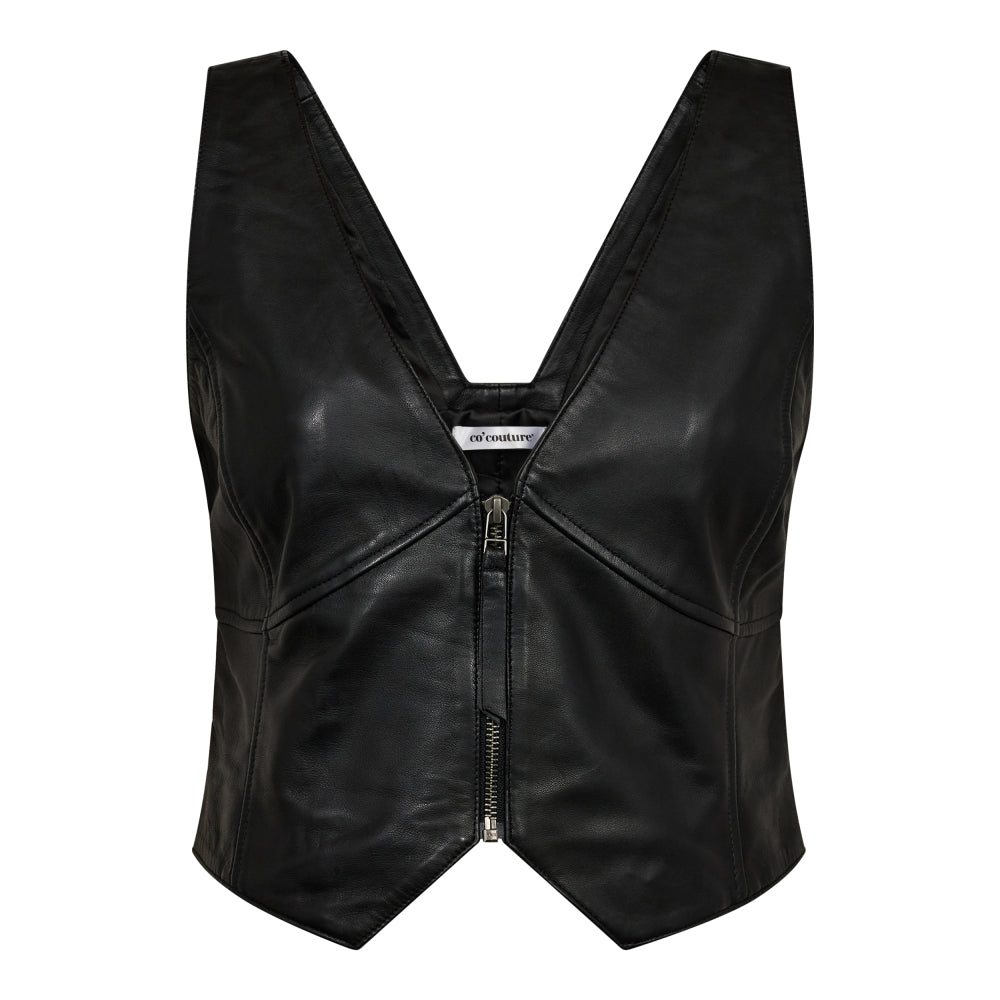 Phoebe Leren Zip Vest