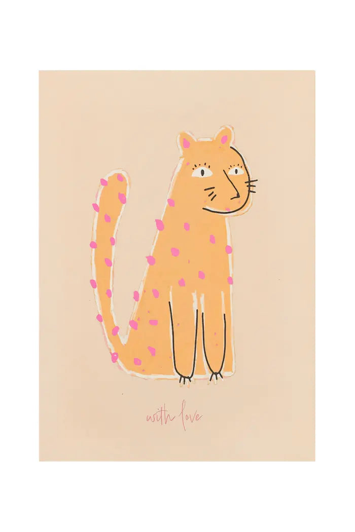 Wenskaart tijger beige