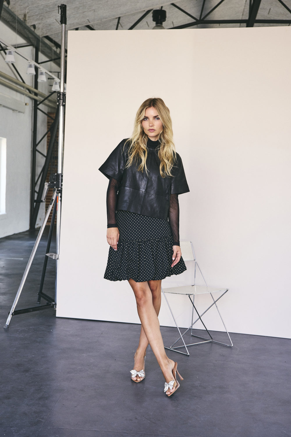 Phoebe Leren Blouse Zwart