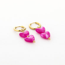 Load image into Gallery viewer, Oorbellen Dubbel Hart - Verschillende Kleuren
