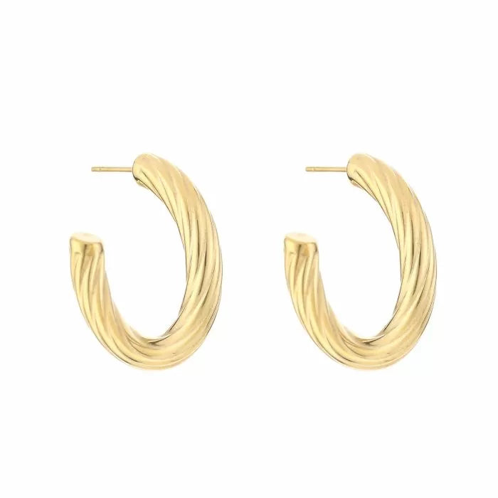 earring hoop with twisted pattern, Gold or Silver