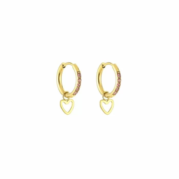 Zirconia earrings with heart Gold