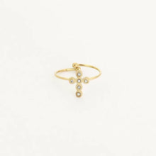 Afbeelding in Gallery-weergave laden, Zirkonia ring met kruis Goud
