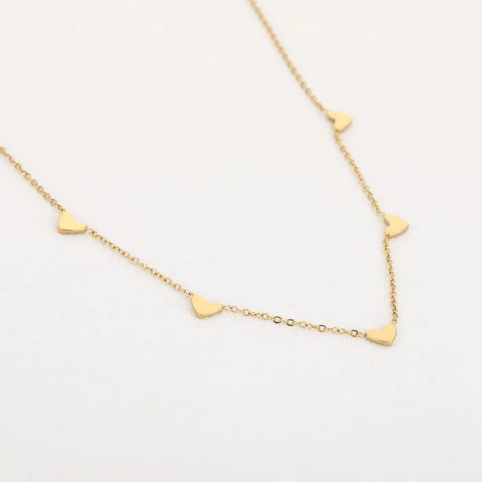 Vijf Hartjes Ketting - Verschillende Kleuren