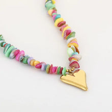 Load image into Gallery viewer, Steentjes ketting met hart - Verschillende Kleuren
