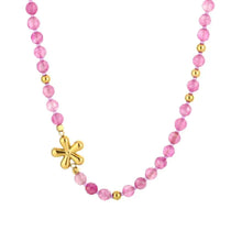 Load image into Gallery viewer, Natuur Stenen Ketting met Bloem - Verschillende Kleuren
