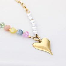 Load image into Gallery viewer, Zomer Ketting met parels en hart
