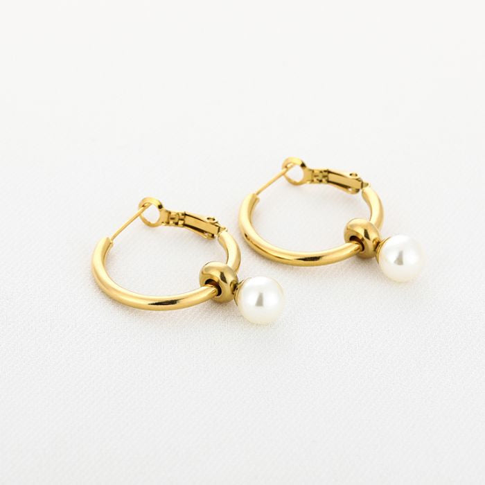 Hoop Oorbellen met Parel S  - Verschillende Kleuren