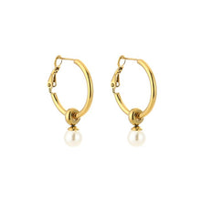 Load image into Gallery viewer, Hoop Oorbellen met Parel S  - Verschillende Kleuren
