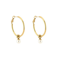 Load image into Gallery viewer, Hoop Oorbellen met Parel  - Verschillende Kleuren
