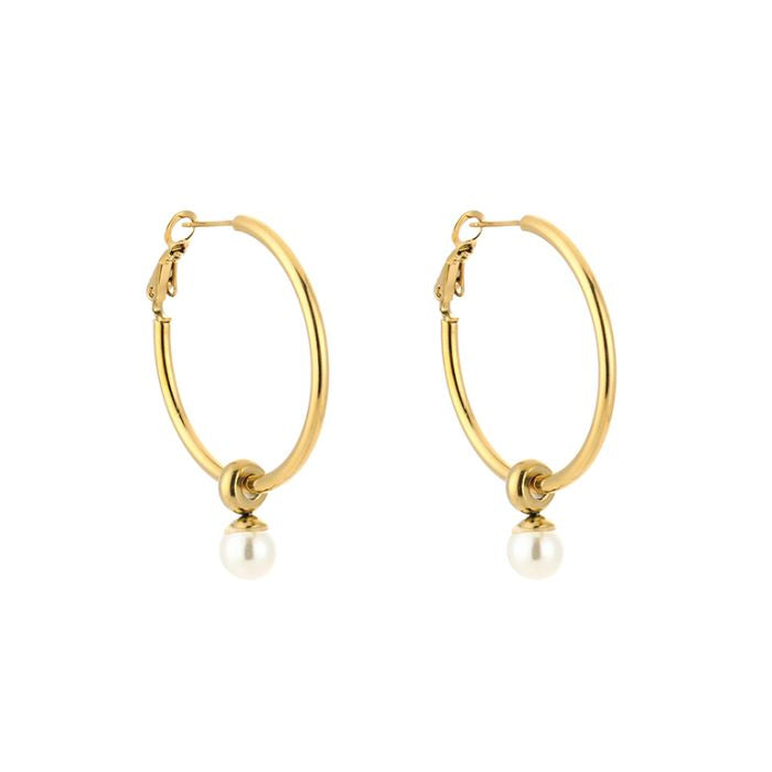 Hoop Oorbellen met Parel  - Verschillende Kleuren