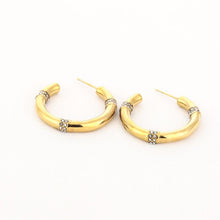 Afbeelding in Gallery-weergave laden, Hoops Ooorbellen  met Strass Goud
