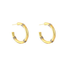 Afbeelding in Gallery-weergave laden, Hoops Ooorbellen  met Strass Goud
