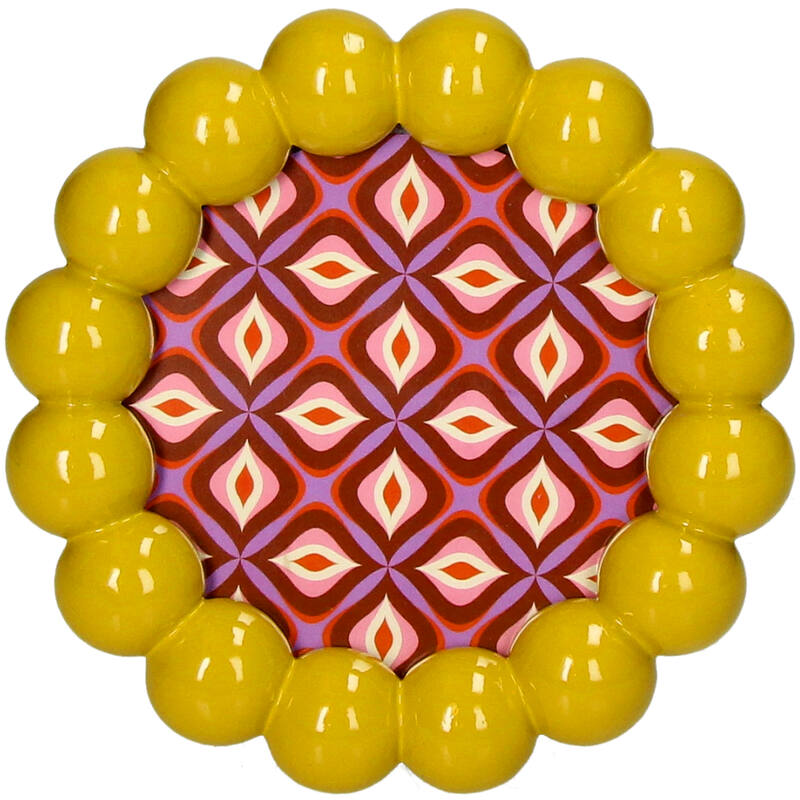 Fotolijst kralen Polyresin Geel 10x10cm