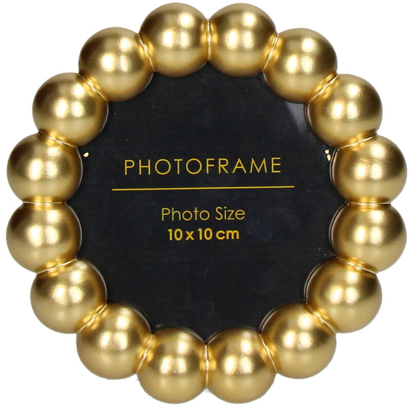 Fotolijst kralen Polyresin Goud 10x10cm