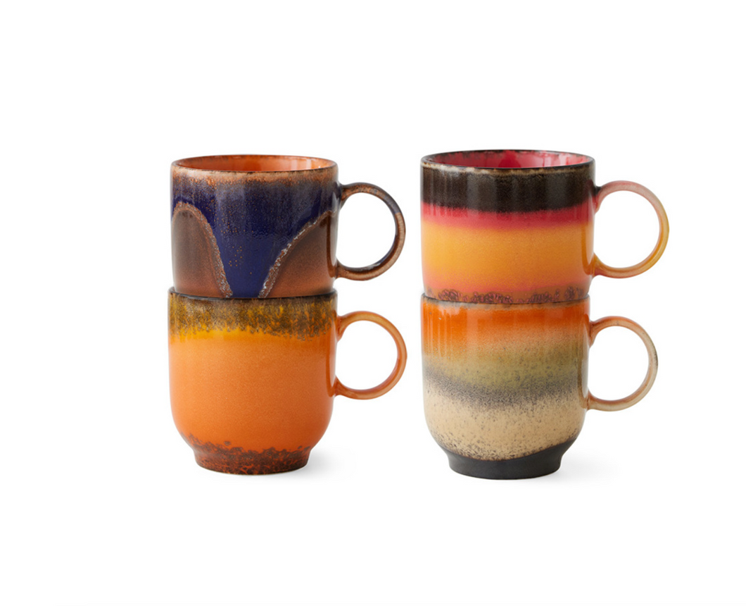 70s Ceramics: Koffie Mokken Brazil (set van 4)