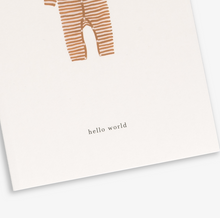Load image into Gallery viewer, Card Baby onesie / Ocher (hello world)

