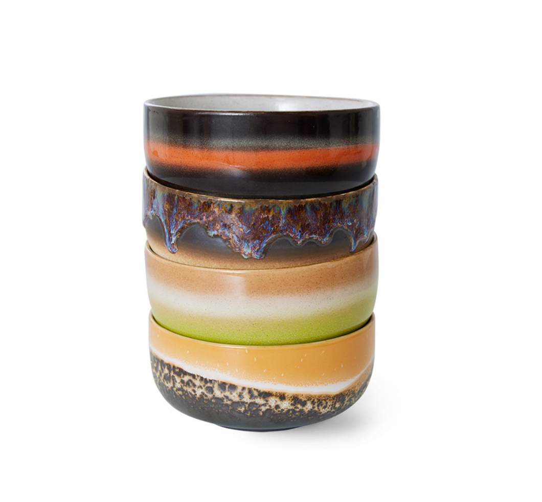 70s ceramics: Dessert Kommen,  Hummus (set van 4)