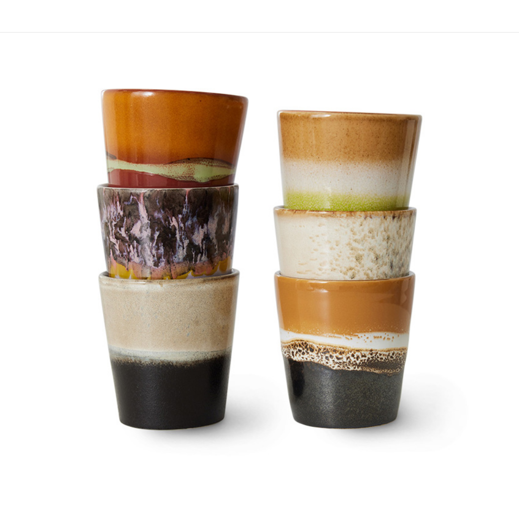 70s ceramics: Koffie Mokken, Soil (set van 6)