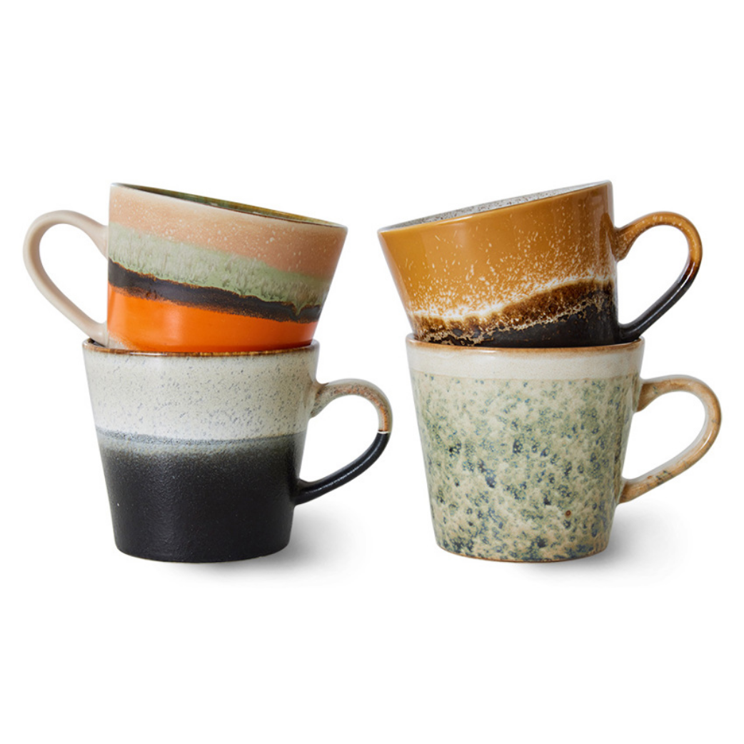 70s Ceramics: Cappuccino Mokken, Verve (set van 4)