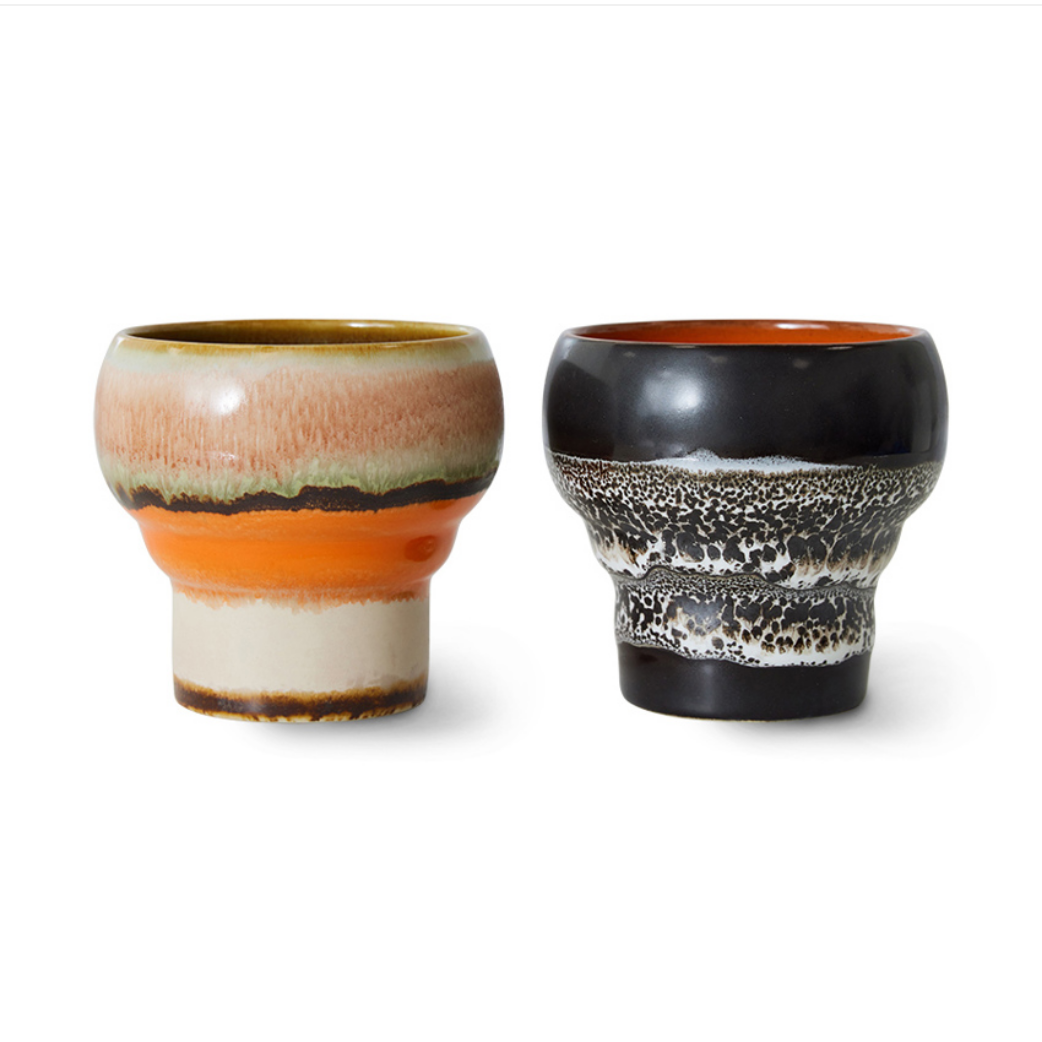 70s ceramics: Lungo Mokken, basalt (set van 2)