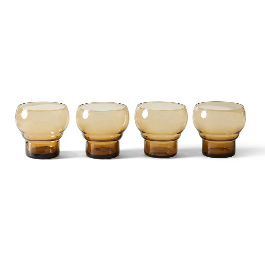 70s Glassware: Bulb Glasses Amber (Set of 4)