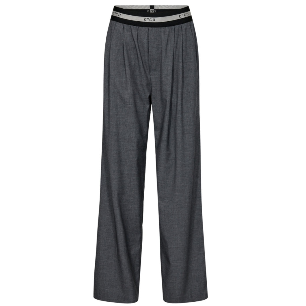 Coco Tailor Pleat Logo Pants Grey