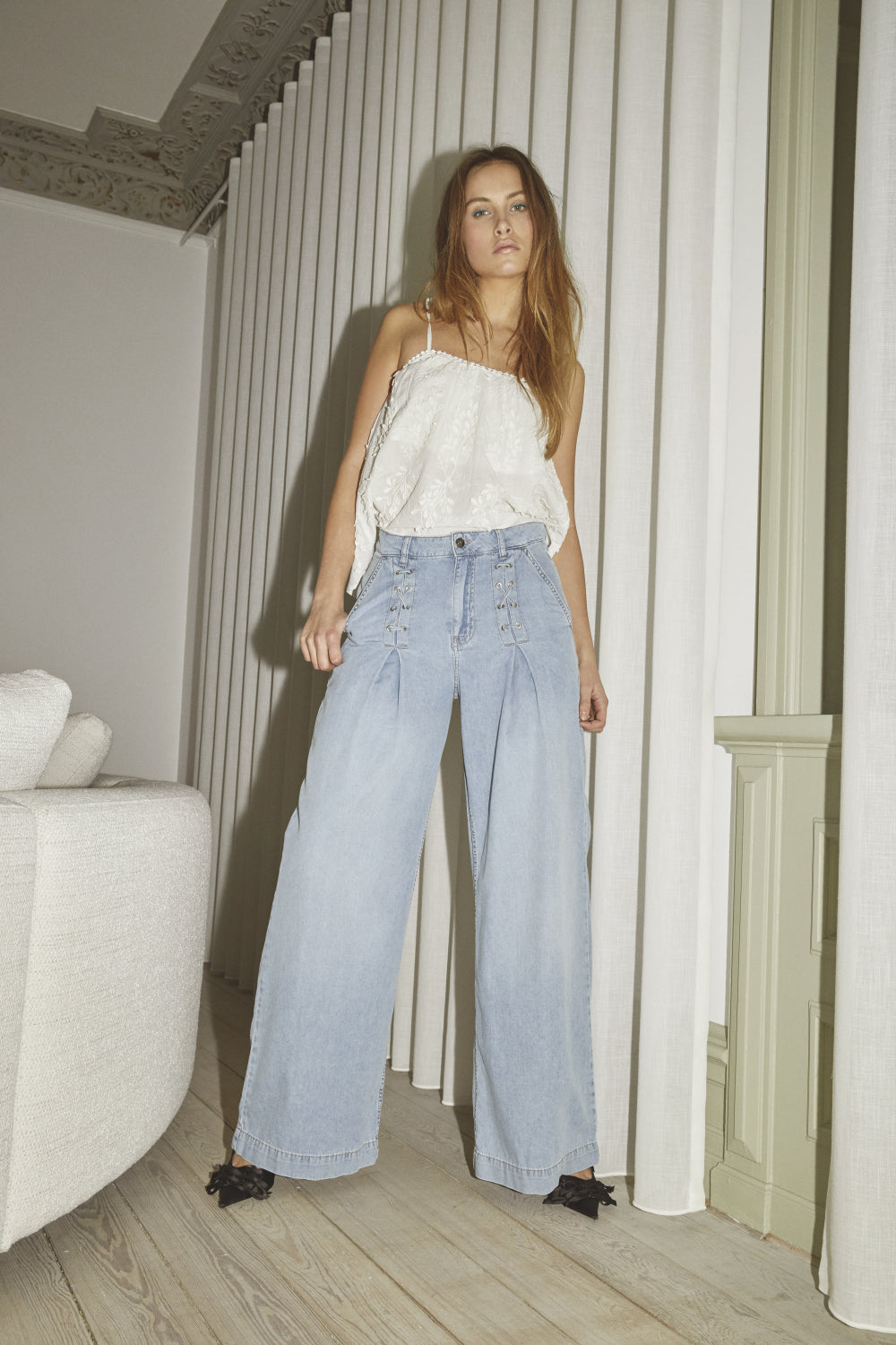 Cindy Eyelet Wide LL Jeans